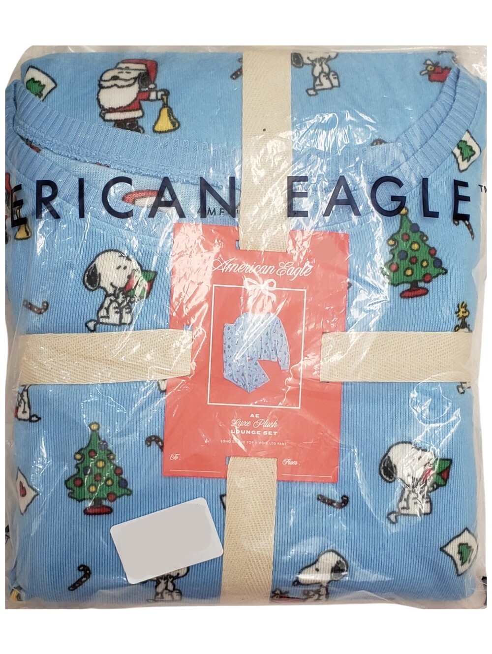 AMERICAN EAGLE Snoopy Christmas Luxe Plush Lounge Set Long Sleeve Top & Pants🎄